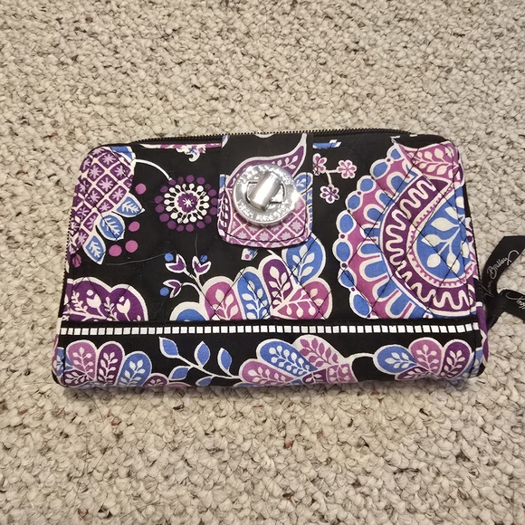 Vera Bradley Black and Purple Floral Wallet - Picture 2 of 5